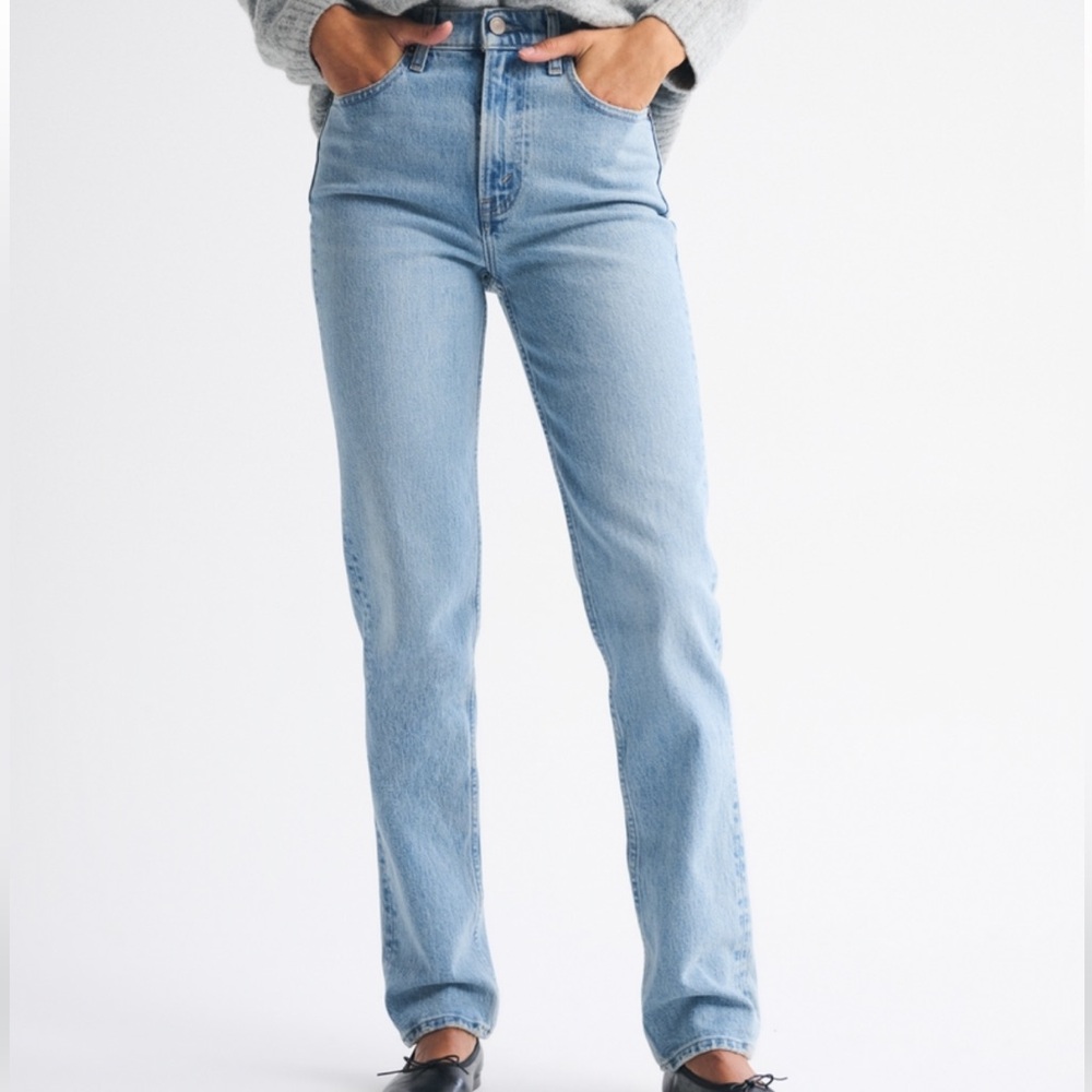 Abercrombie & Fitch Light Blue High Rise Straight Jeans